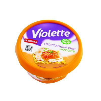 Сыр творожный Виолетта Лосось 140г. 70% Стакан